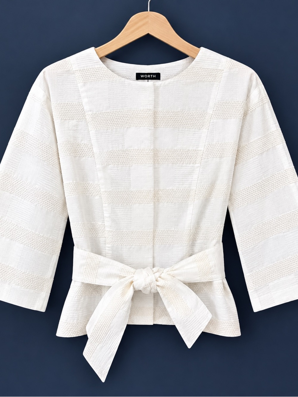 Worth Cream Textured Tie-Waist Blouse